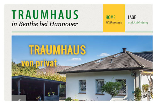 Webpräsenz Traumhaus in Benthe bei Hannover
